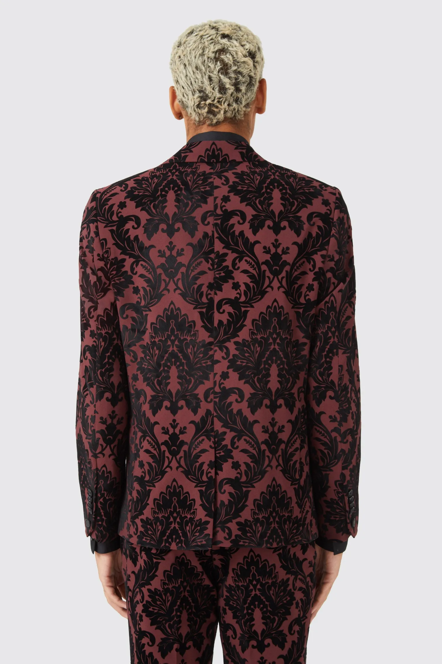 Lusk Slim Fit Burgundy Flocked Jacket TT x AM ARCHIVE