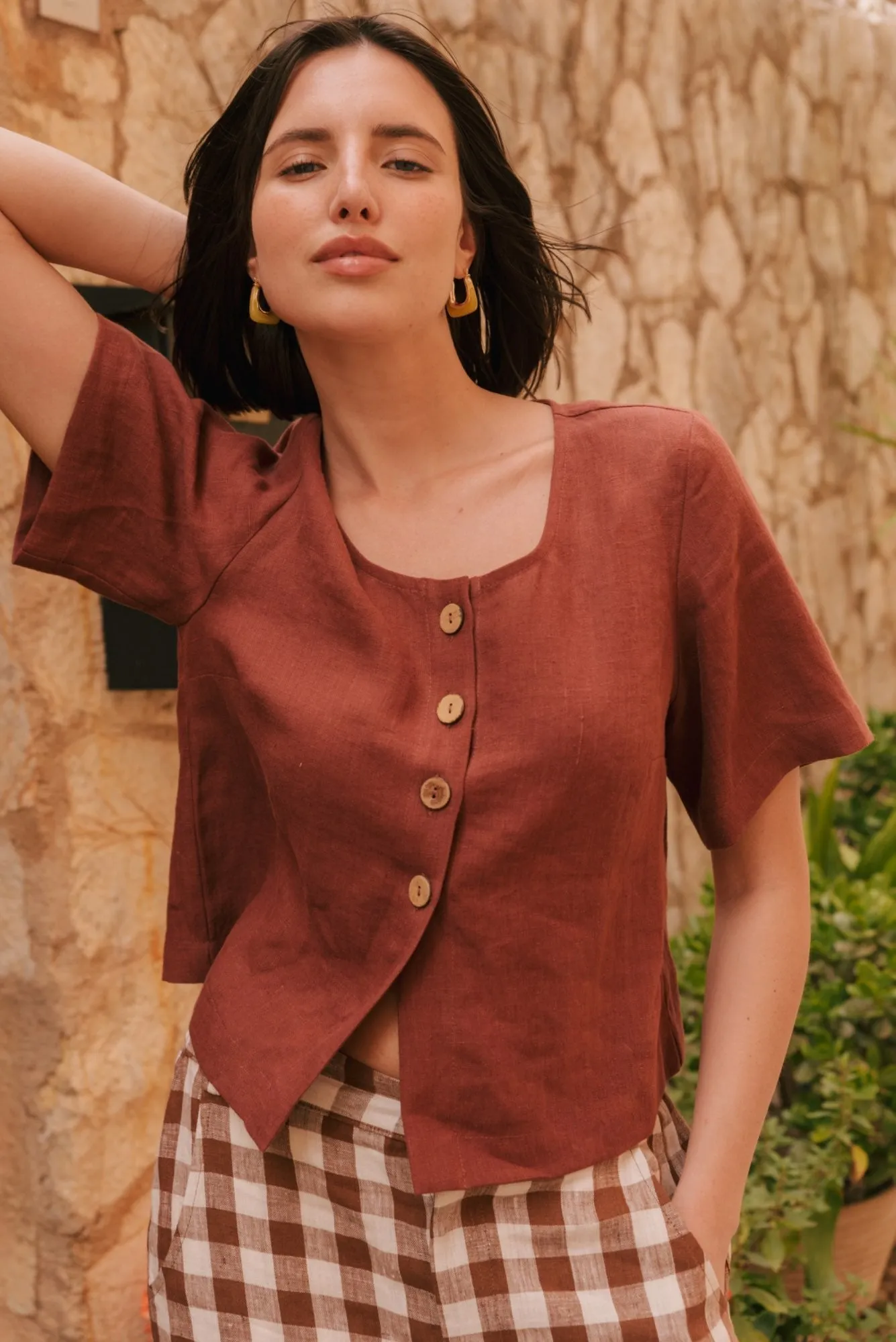 Maeve Button Linen Top