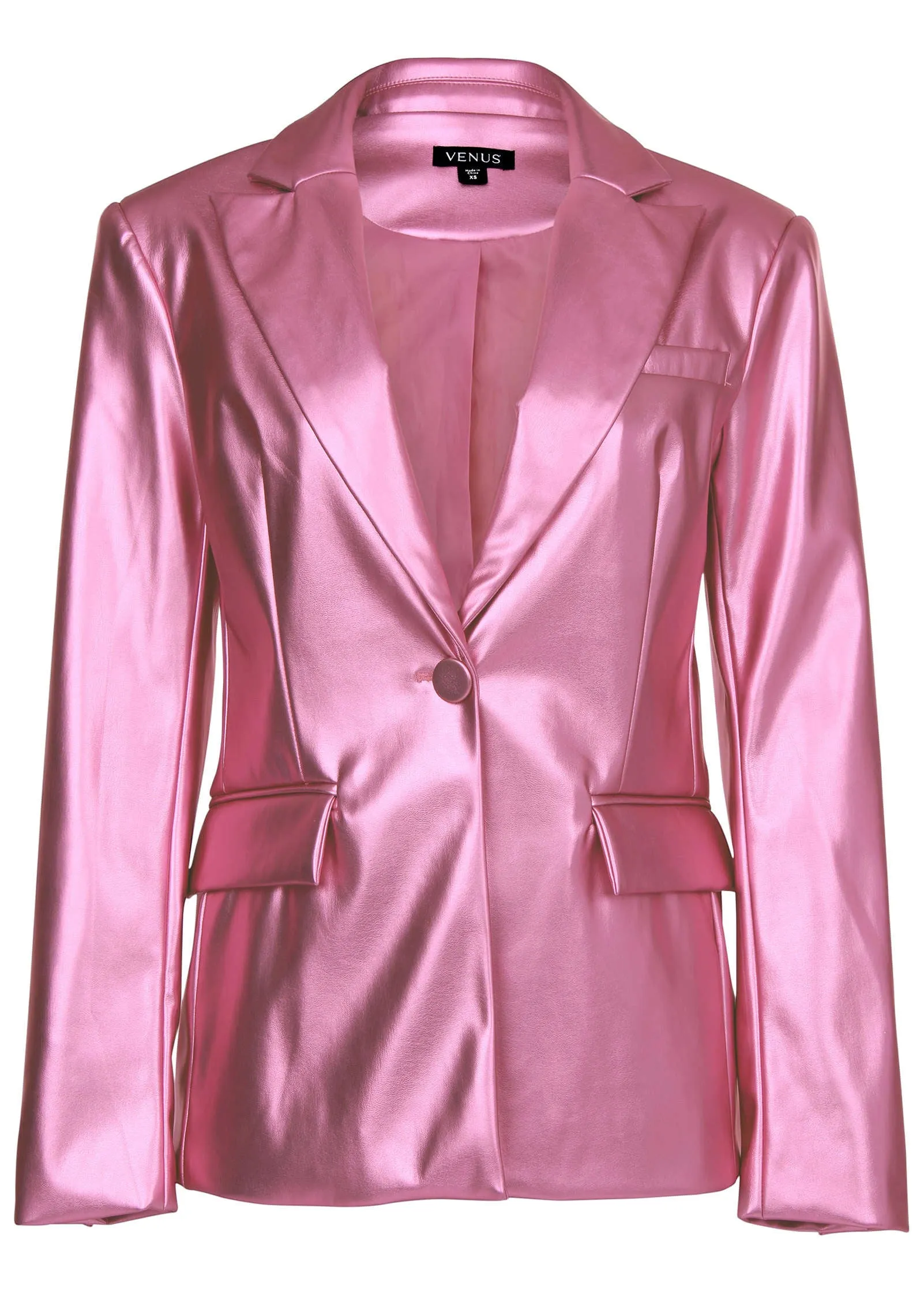 Metallic Shine Blazer - Pink Metallic