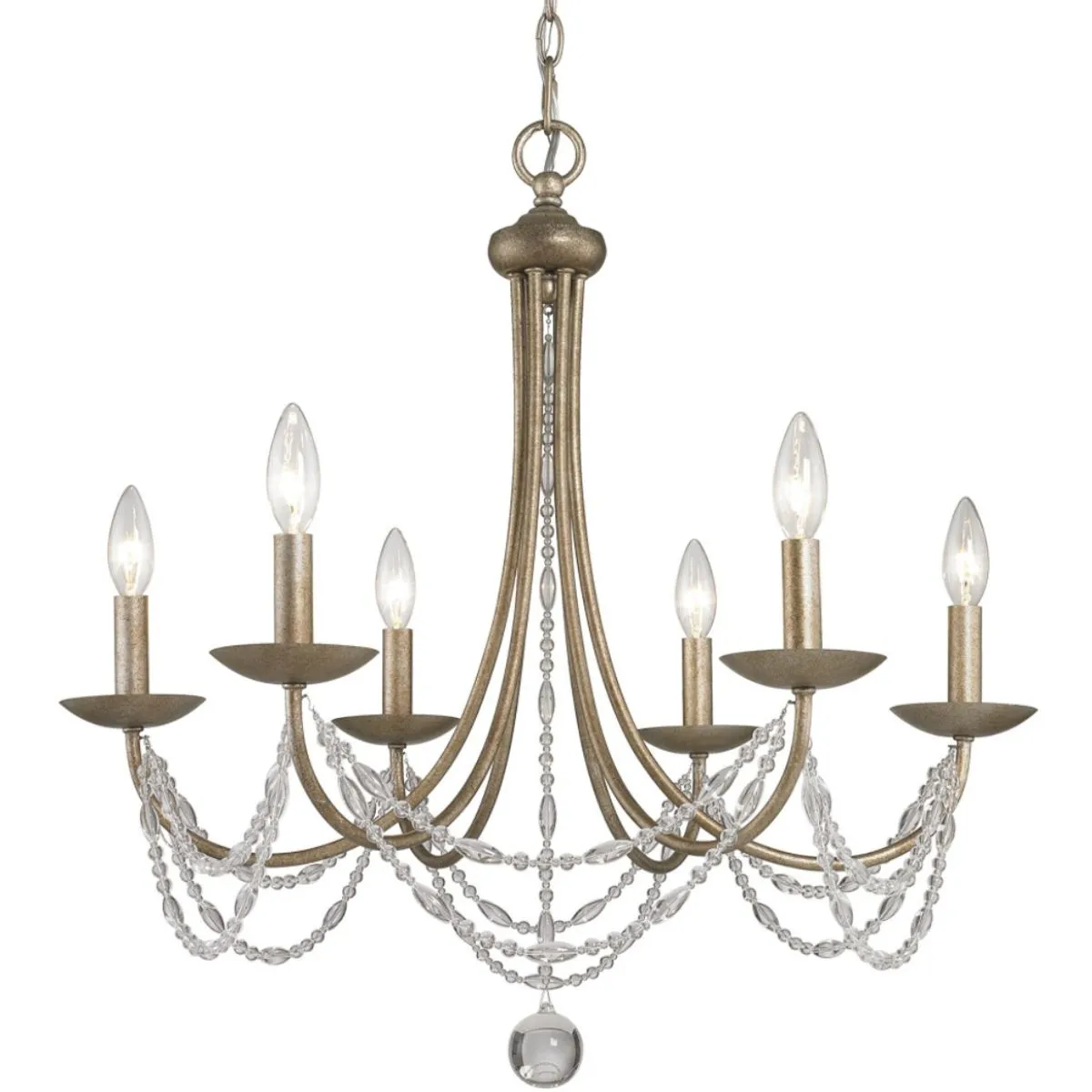 Mirabella 6 lights 25 in. Chandelier Gold Finish