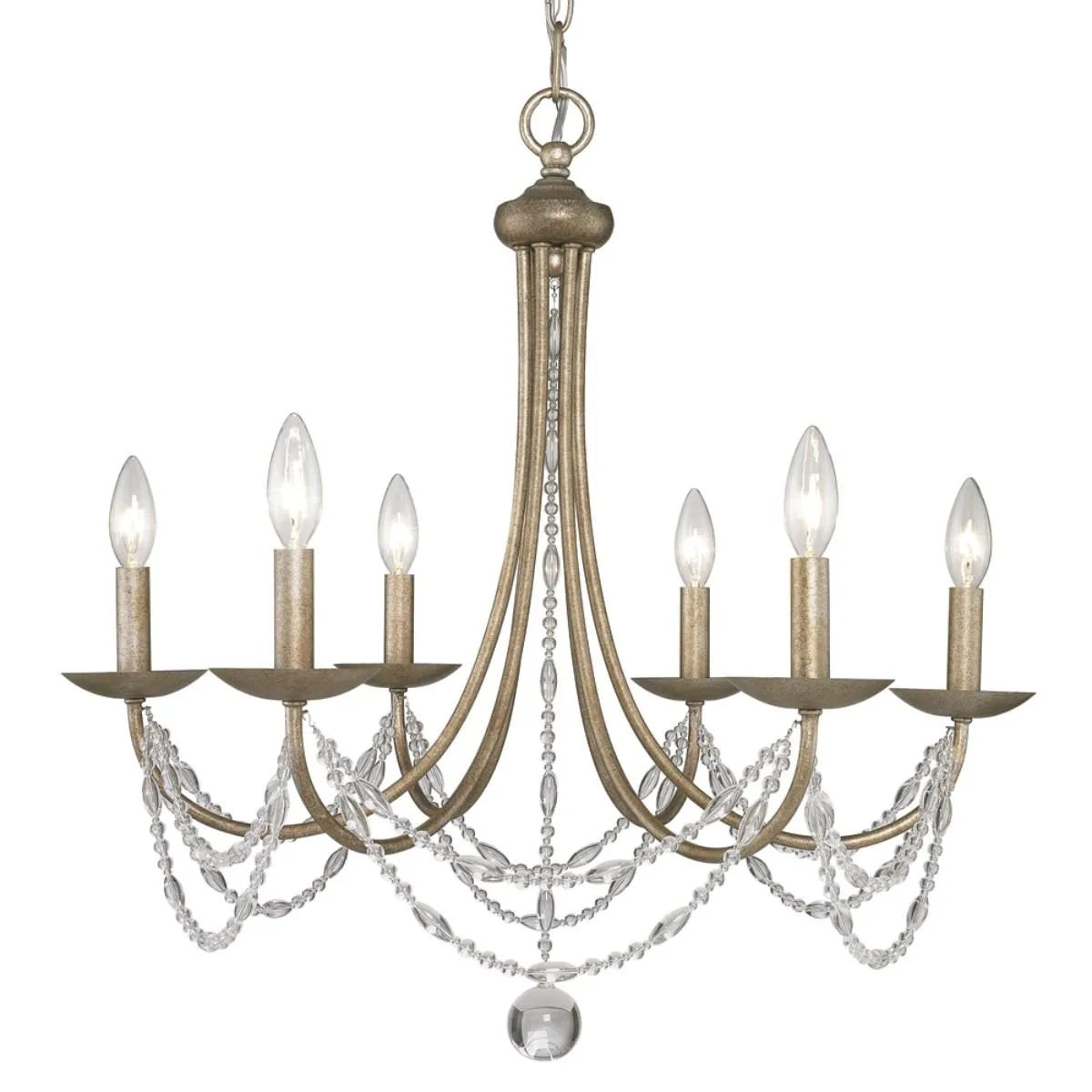 Mirabella 6 lights 25 in. Chandelier Gold Finish