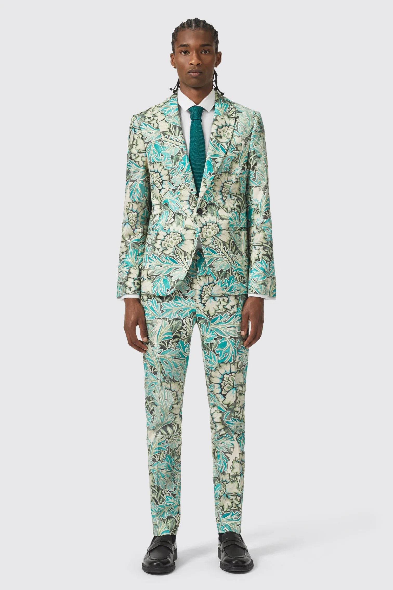 Morris Slim Fit Floral Green Trousers