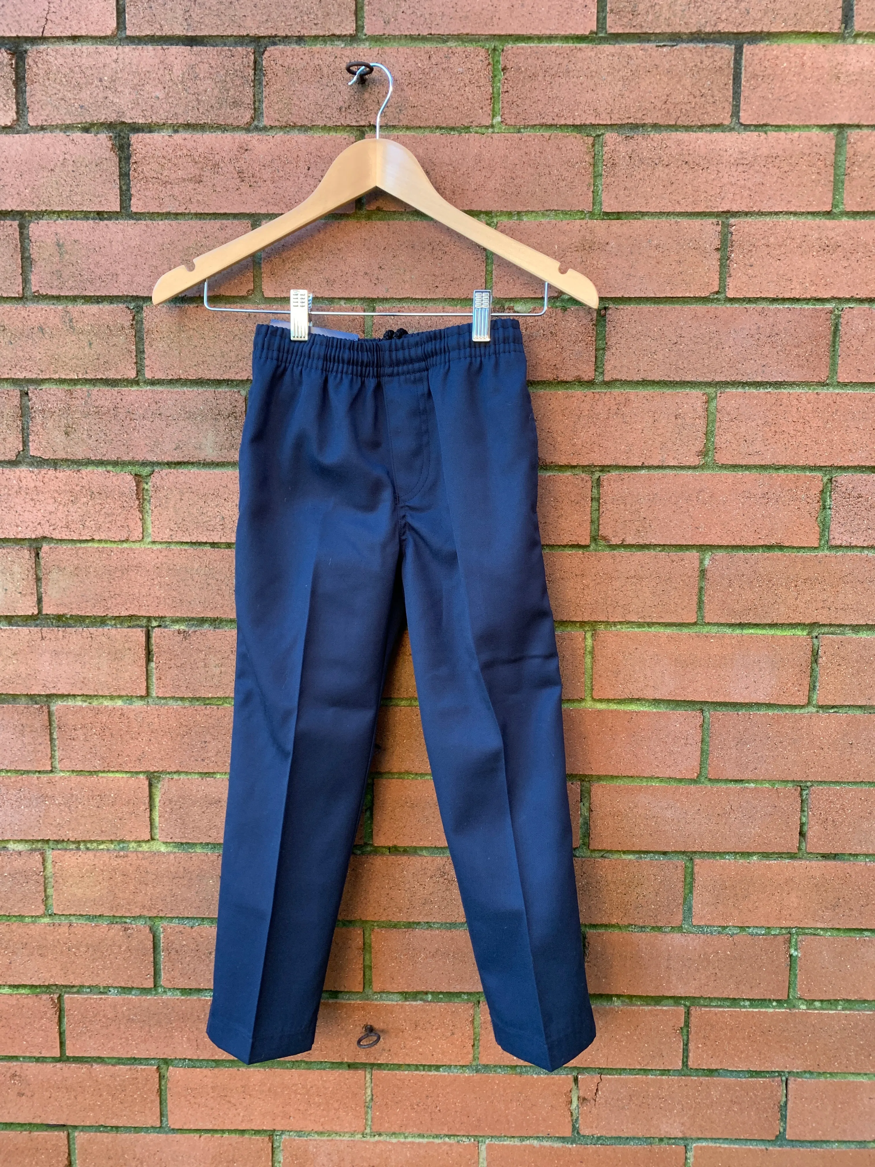 Navy Loose Fit Long Pants with Elastic Waist