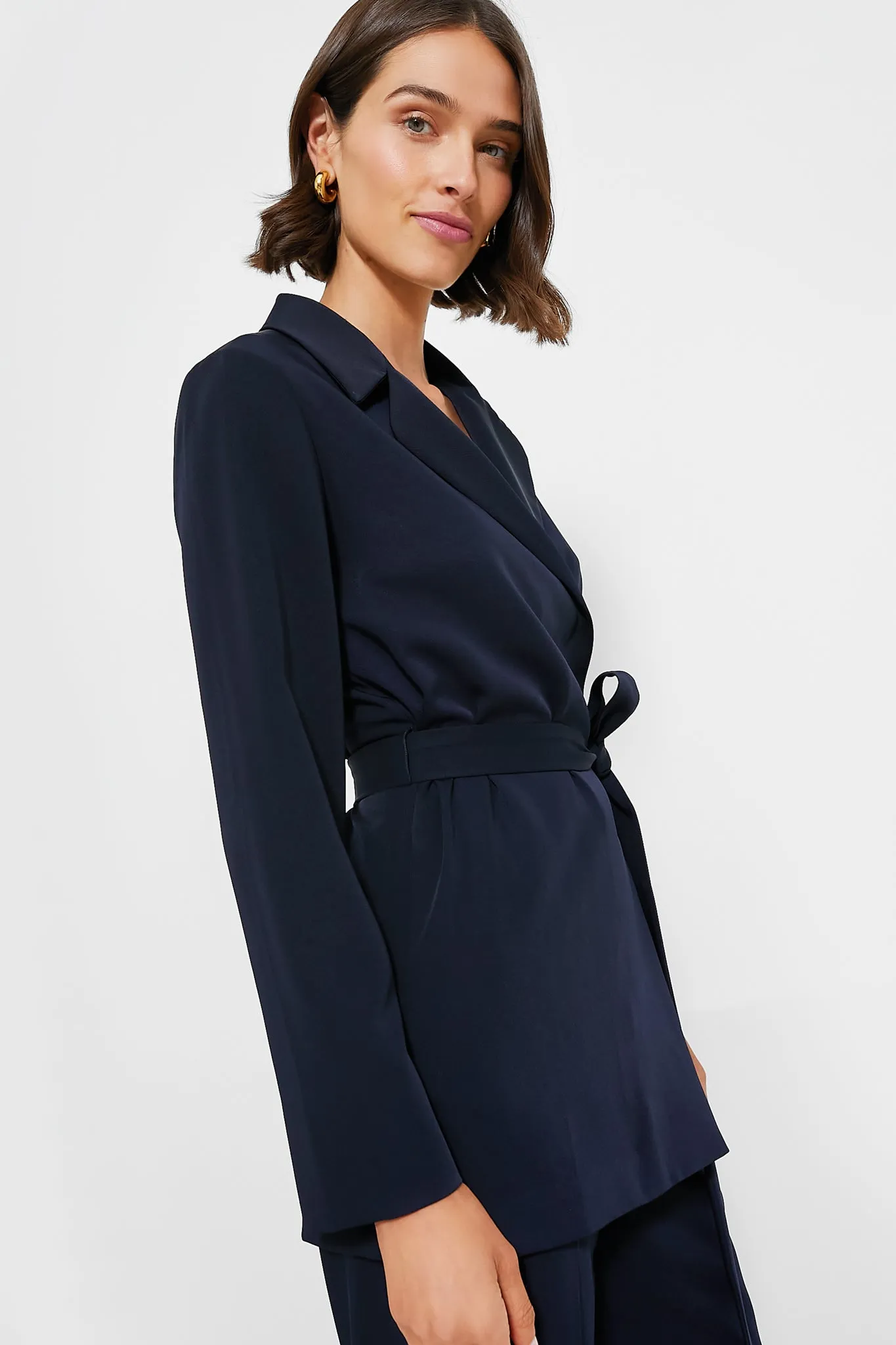 Navy Octavia Wrap Blazer