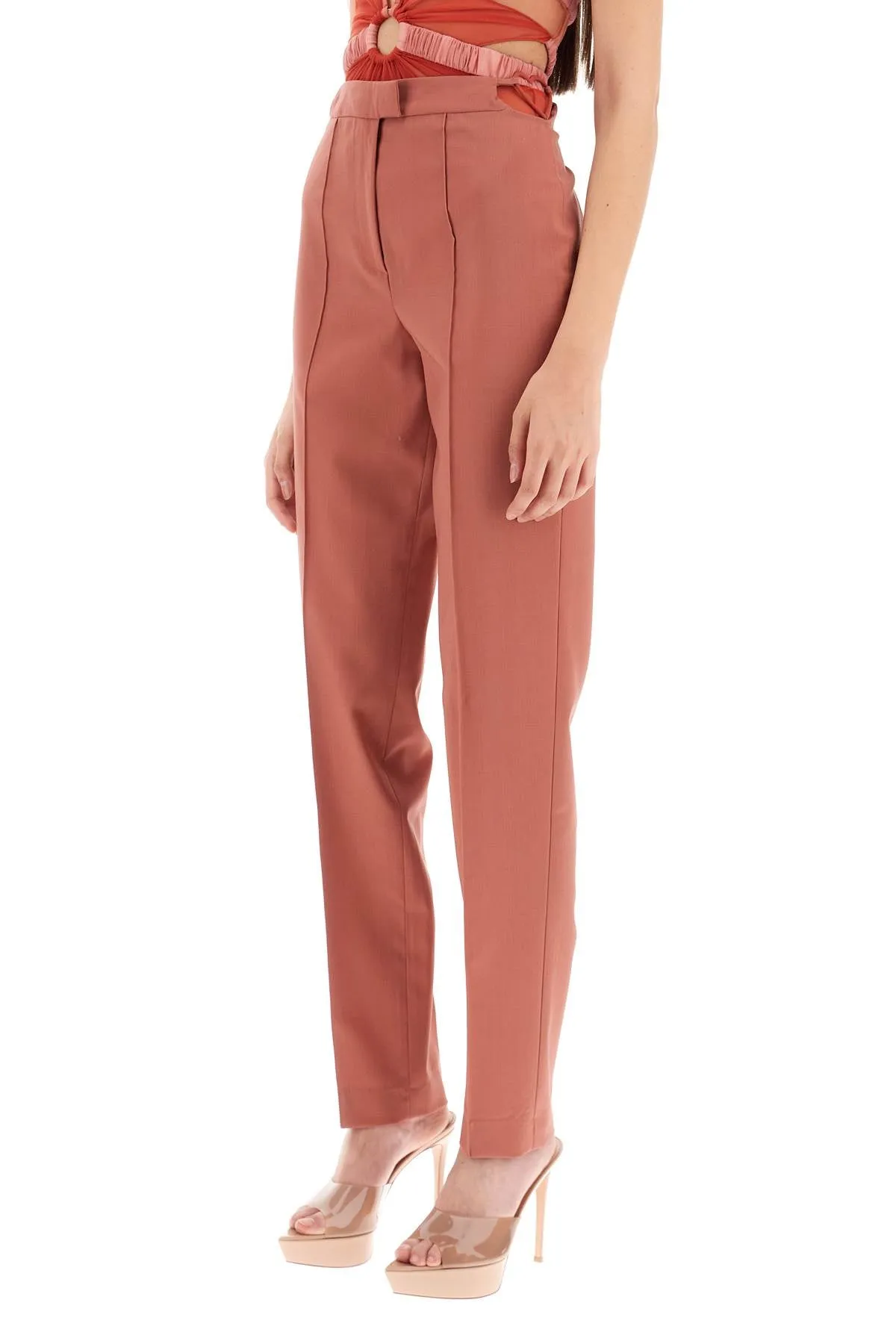 Nensi dojaka cool virgin wool pants with heart-shaped details