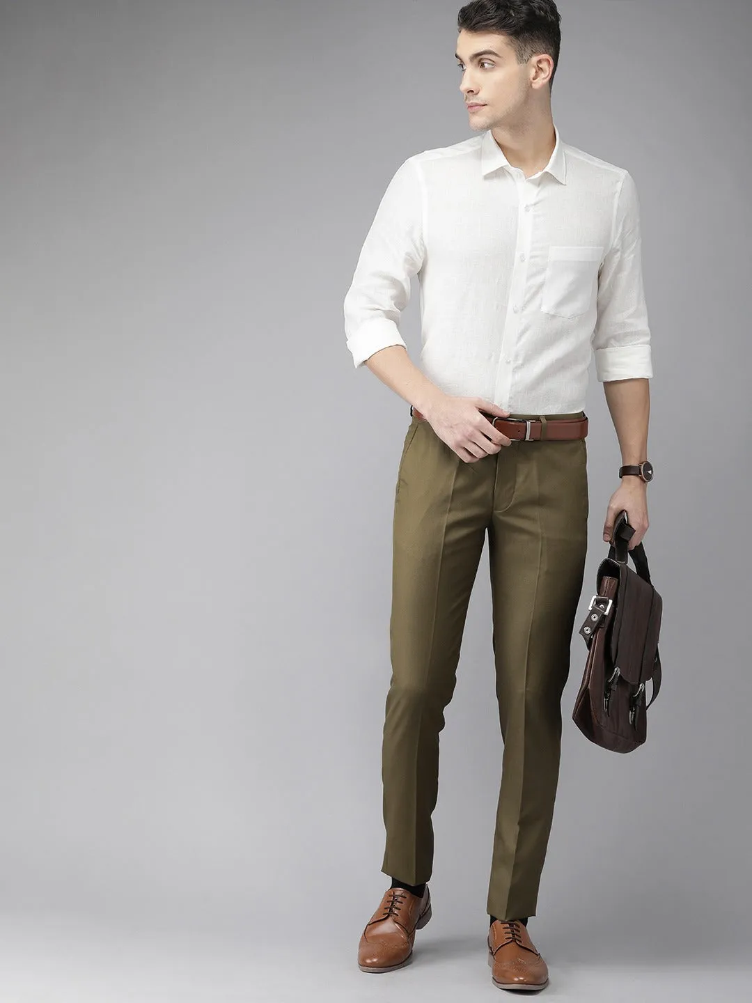 Olive Solid Ultra Slim Fit Trouser