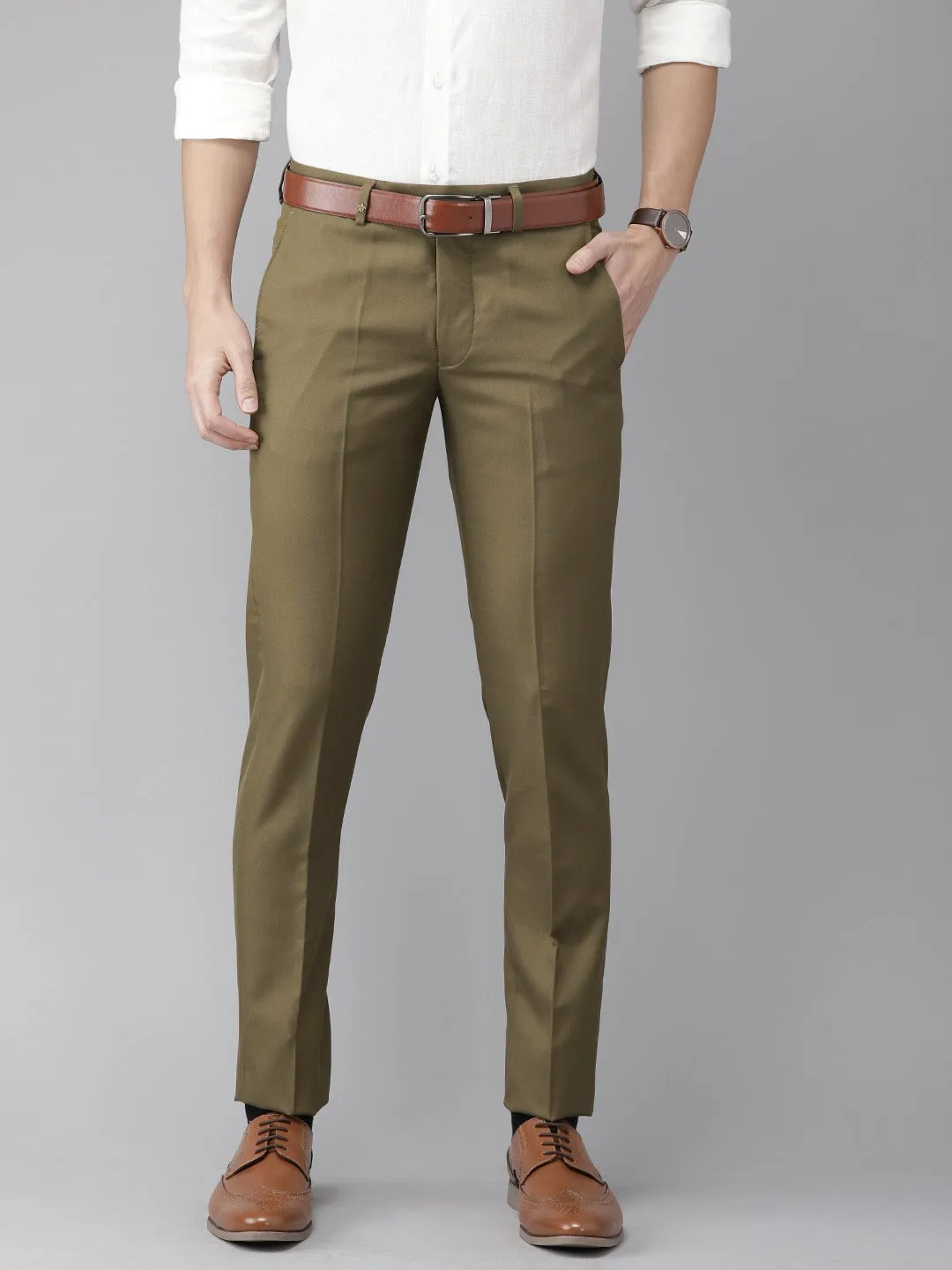 Olive Solid Ultra Slim Fit Trouser