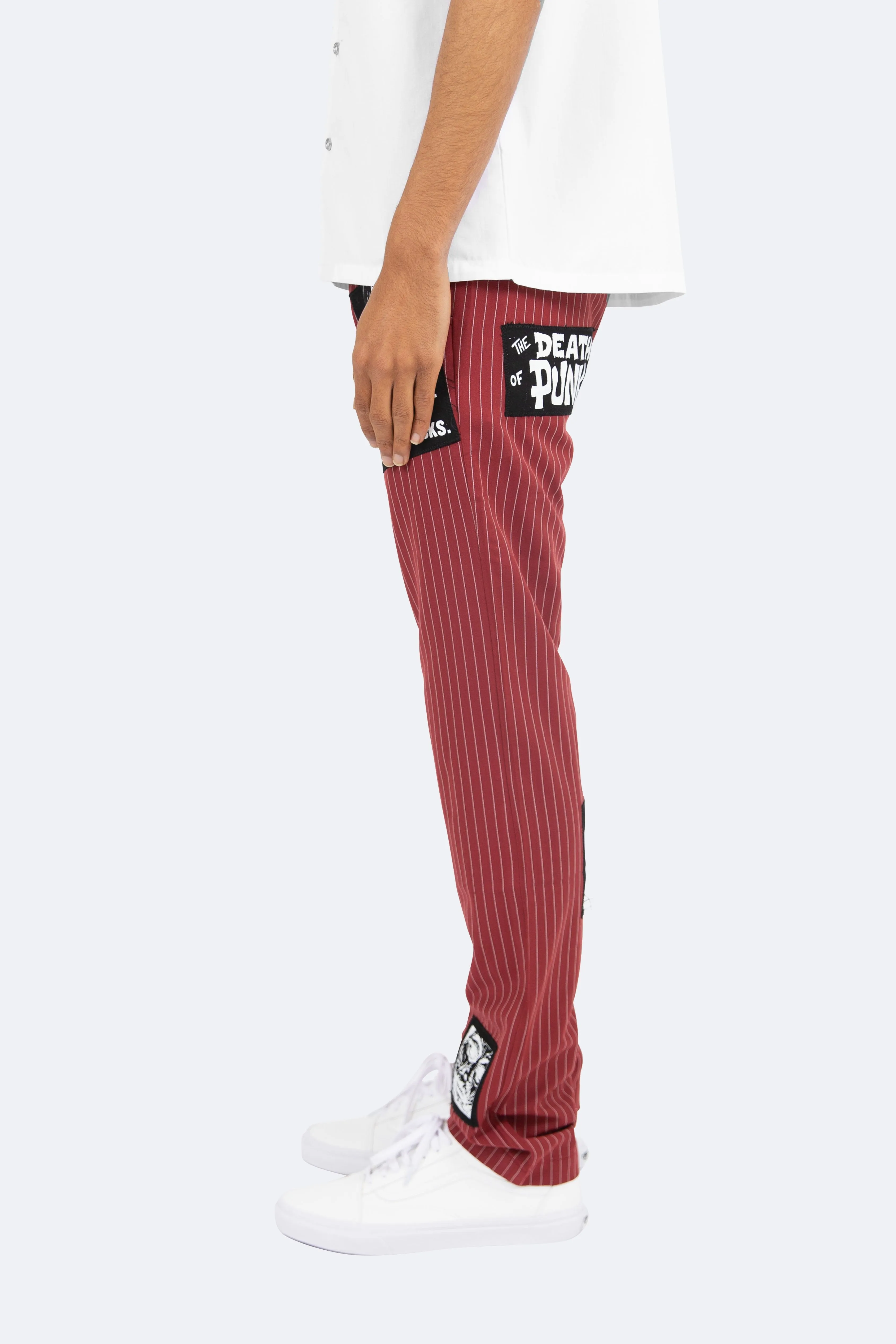 Patch Striped Pants - Red/White