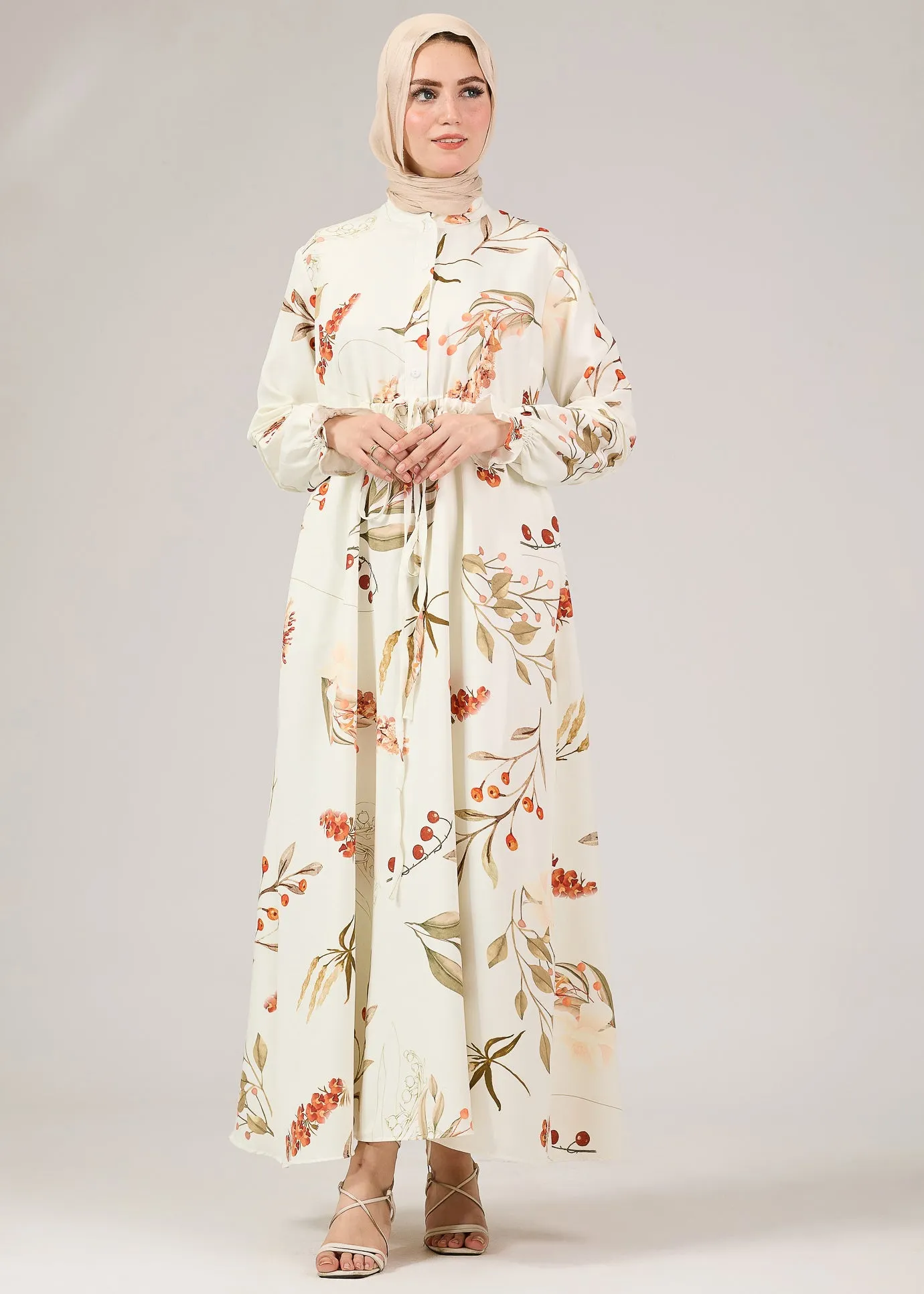 Samaa Floral Printed Crepe Maxi Dress