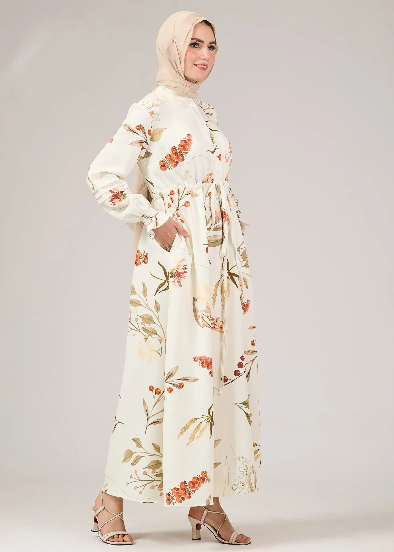 Samaa Floral Printed Crepe Maxi Dress