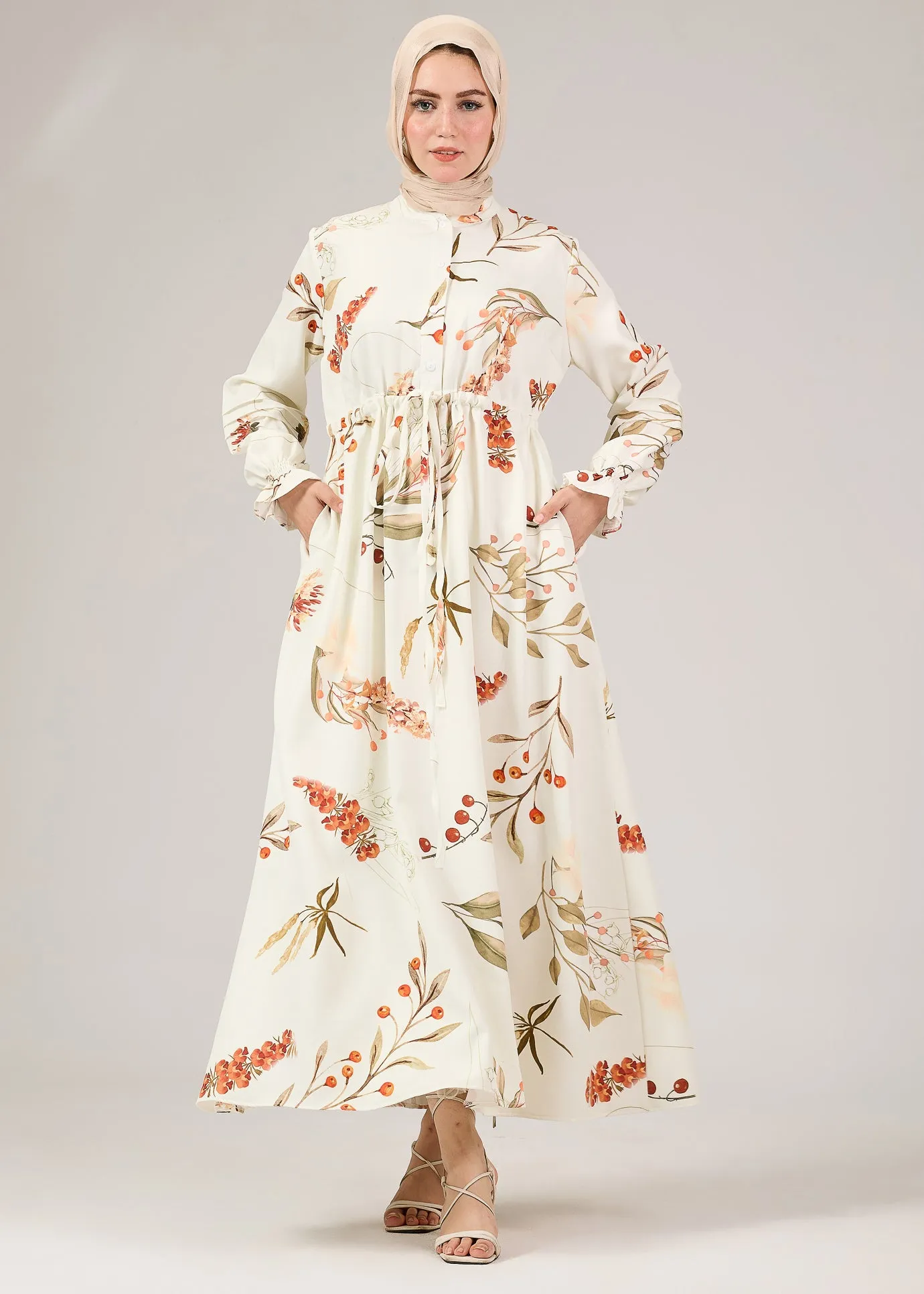 Samaa Floral Printed Crepe Maxi Dress