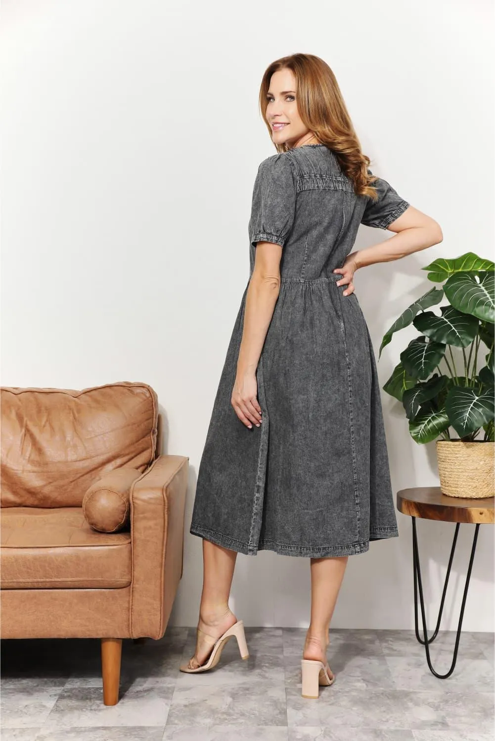 Shila Washed Chambray Midi Dress