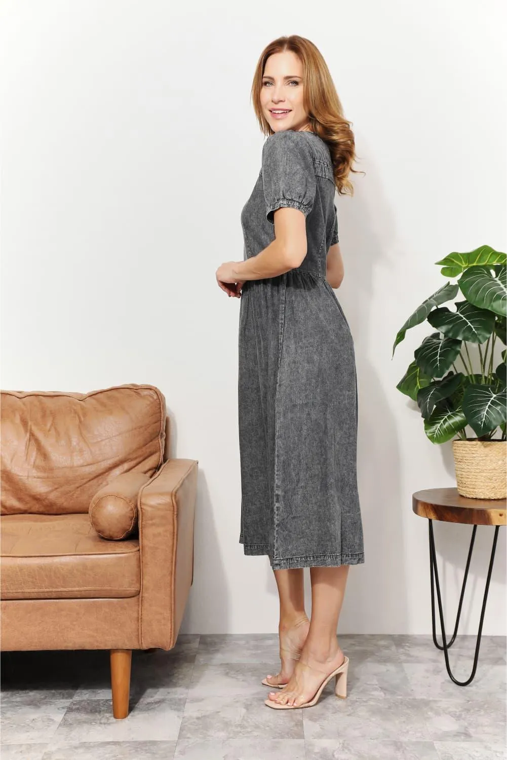 Shila Washed Chambray Midi Dress