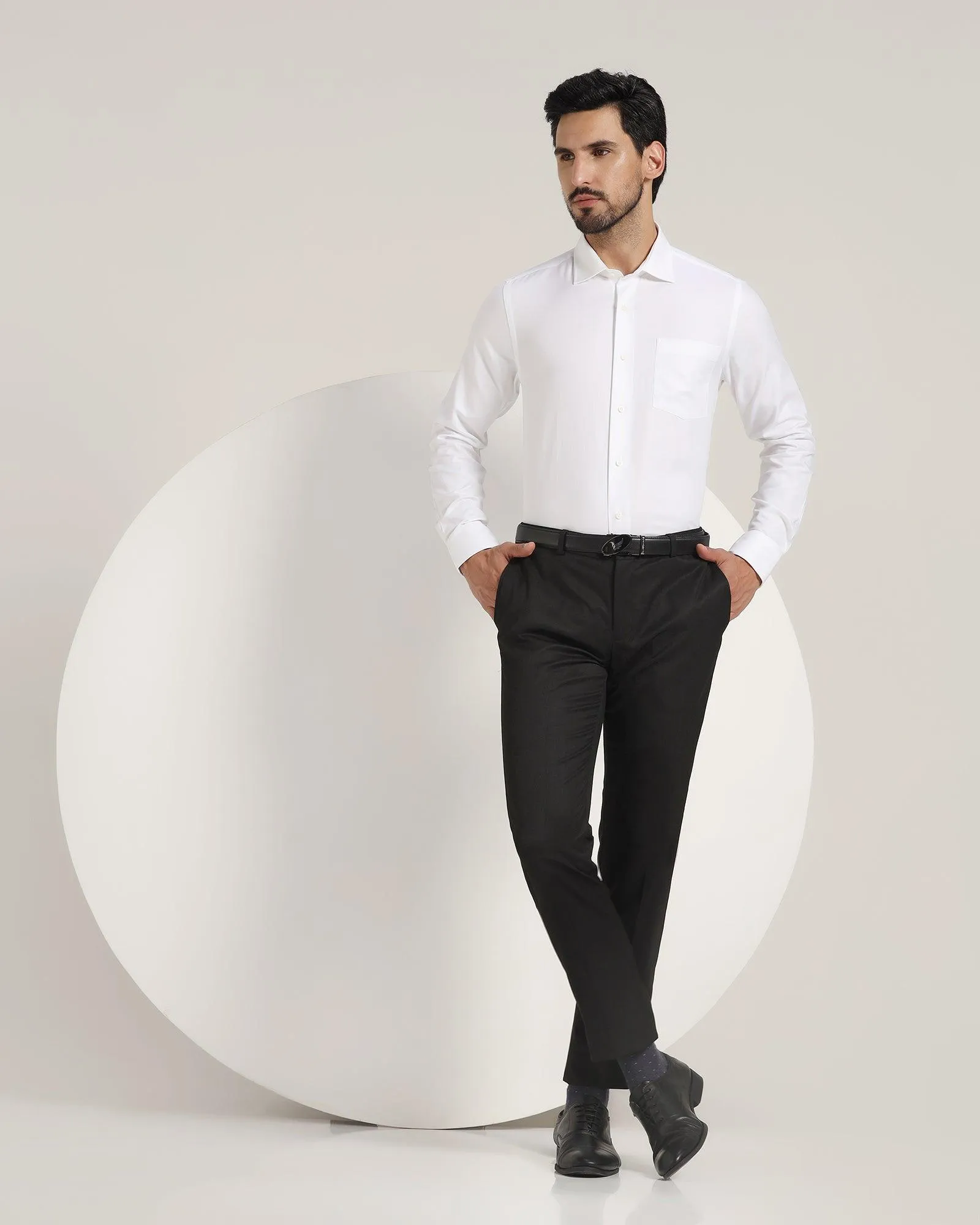 Slim Fit B-91 Formal Black Textured Trouser - Peza