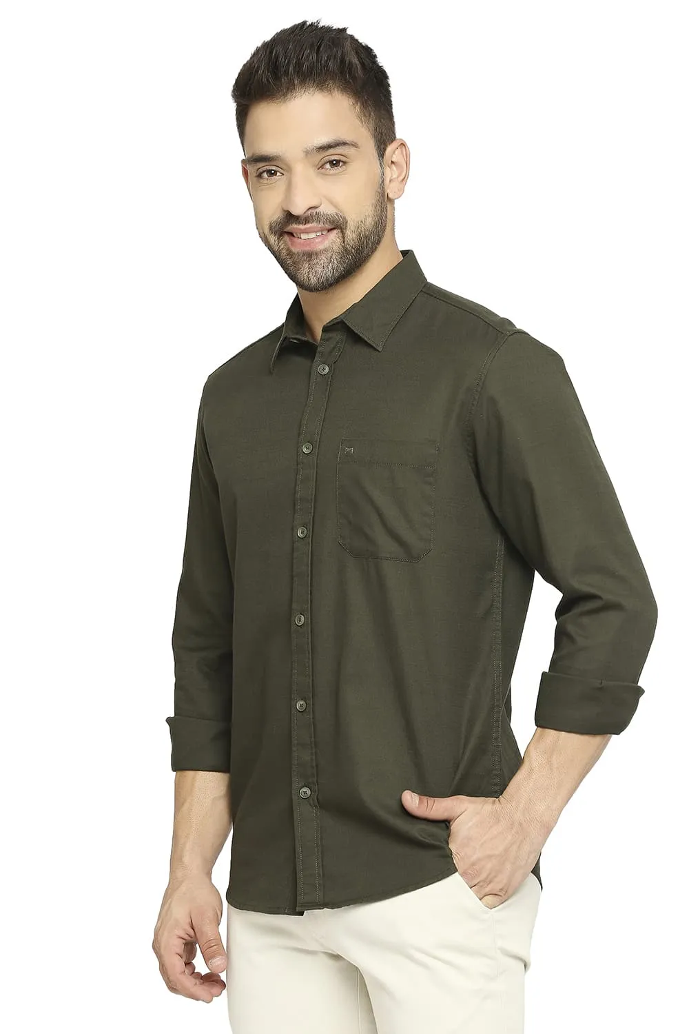 Slim Fit Cotton Broken Twill Shirt