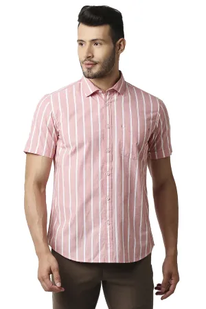 Slim Fit Fil-a-fil Stripe Halfsleeves Shirt