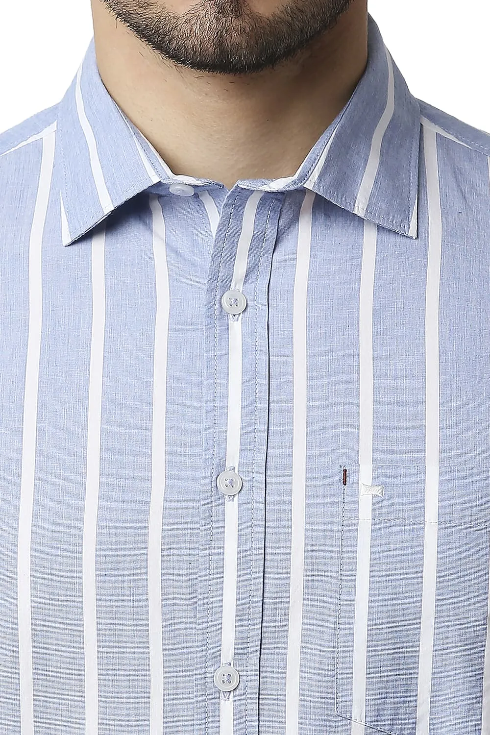 Slim Fit Fil-a-fil Stripe Halfsleeves Shirt