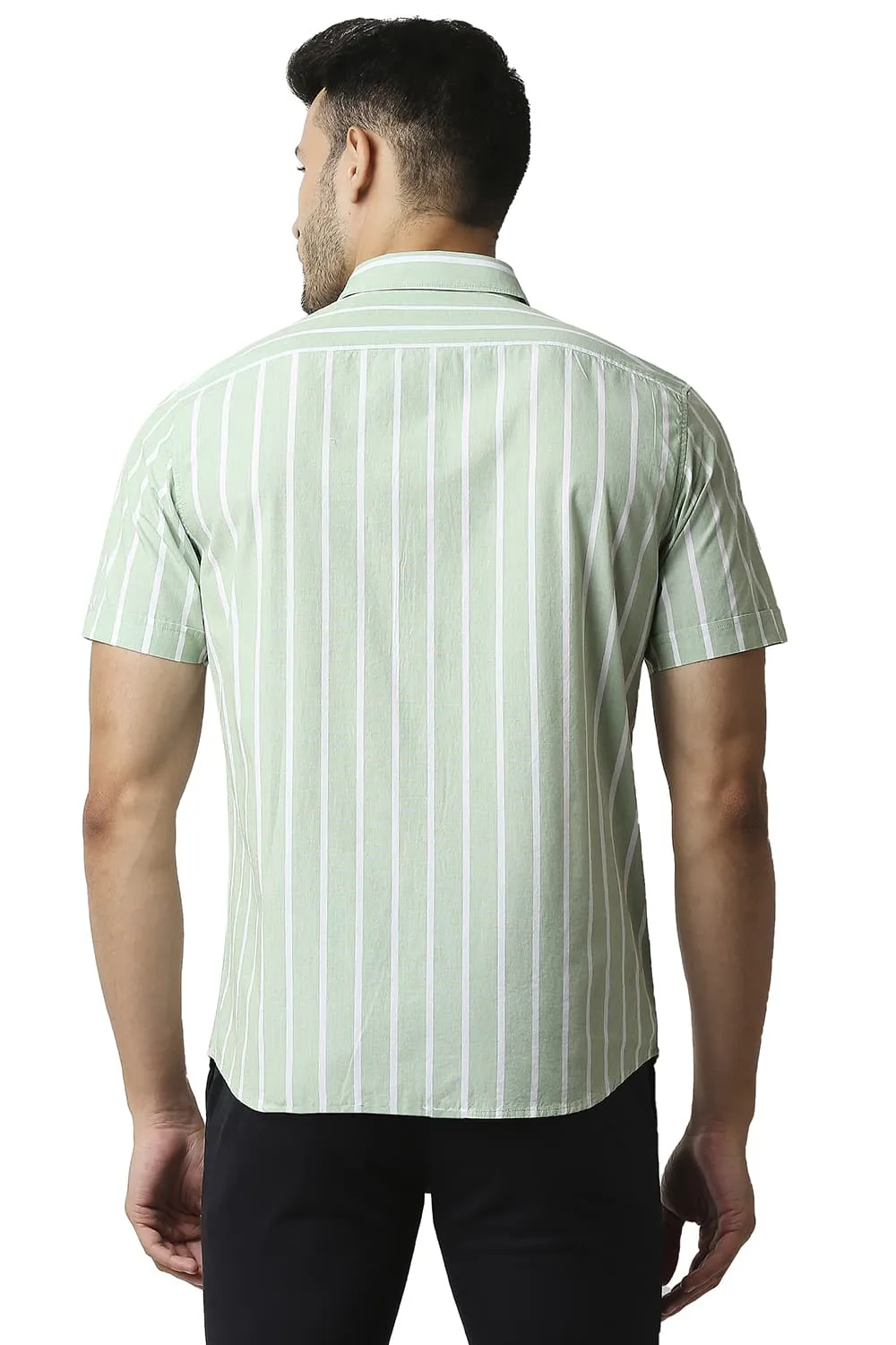 Slim Fit Fil-a-fil Stripe Halfsleeves Shirt