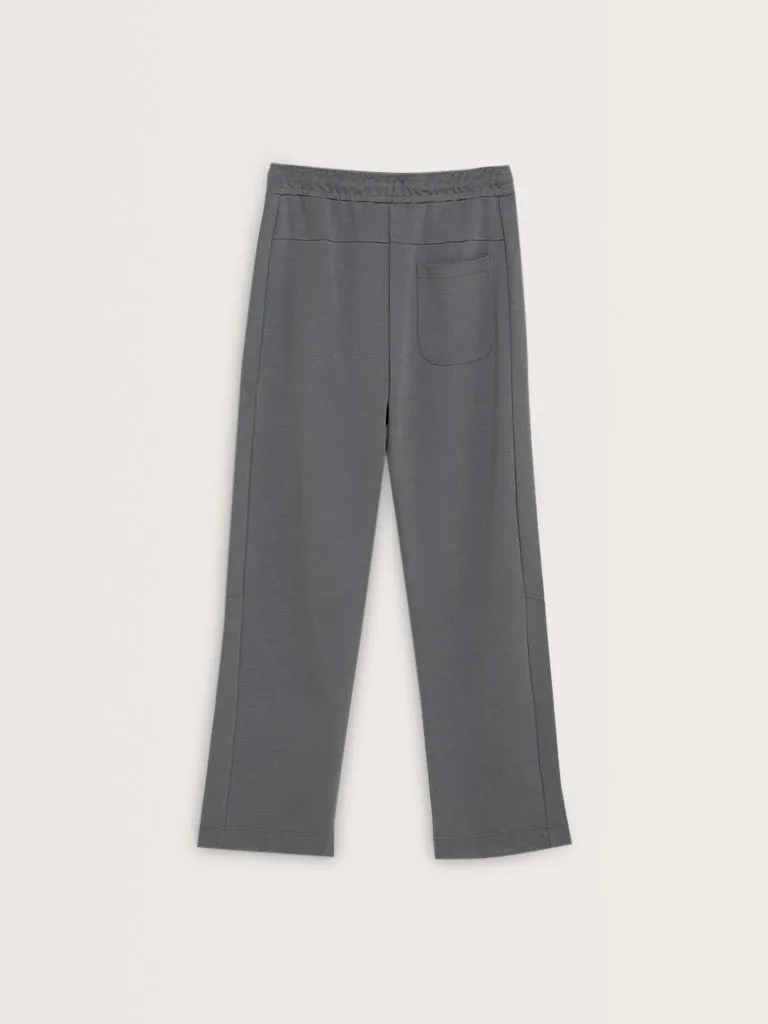 Studiofit Dark Grey Relaxed-Fit Cotton Blend Track Pants