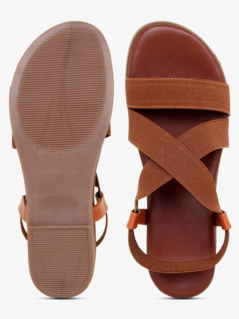 Stylish Tan Synthetic Sandals