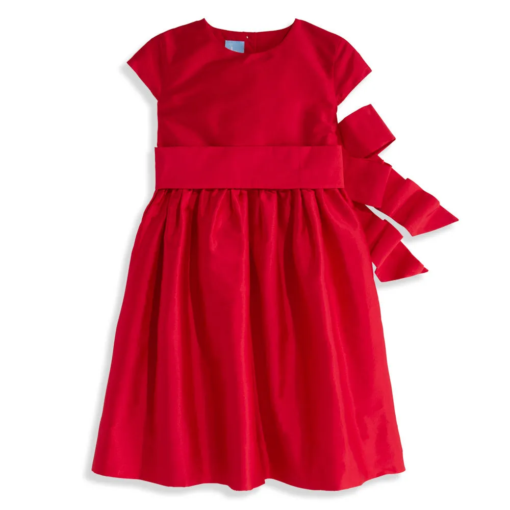 Taffeta Party Dress - Red w/ Red Sash