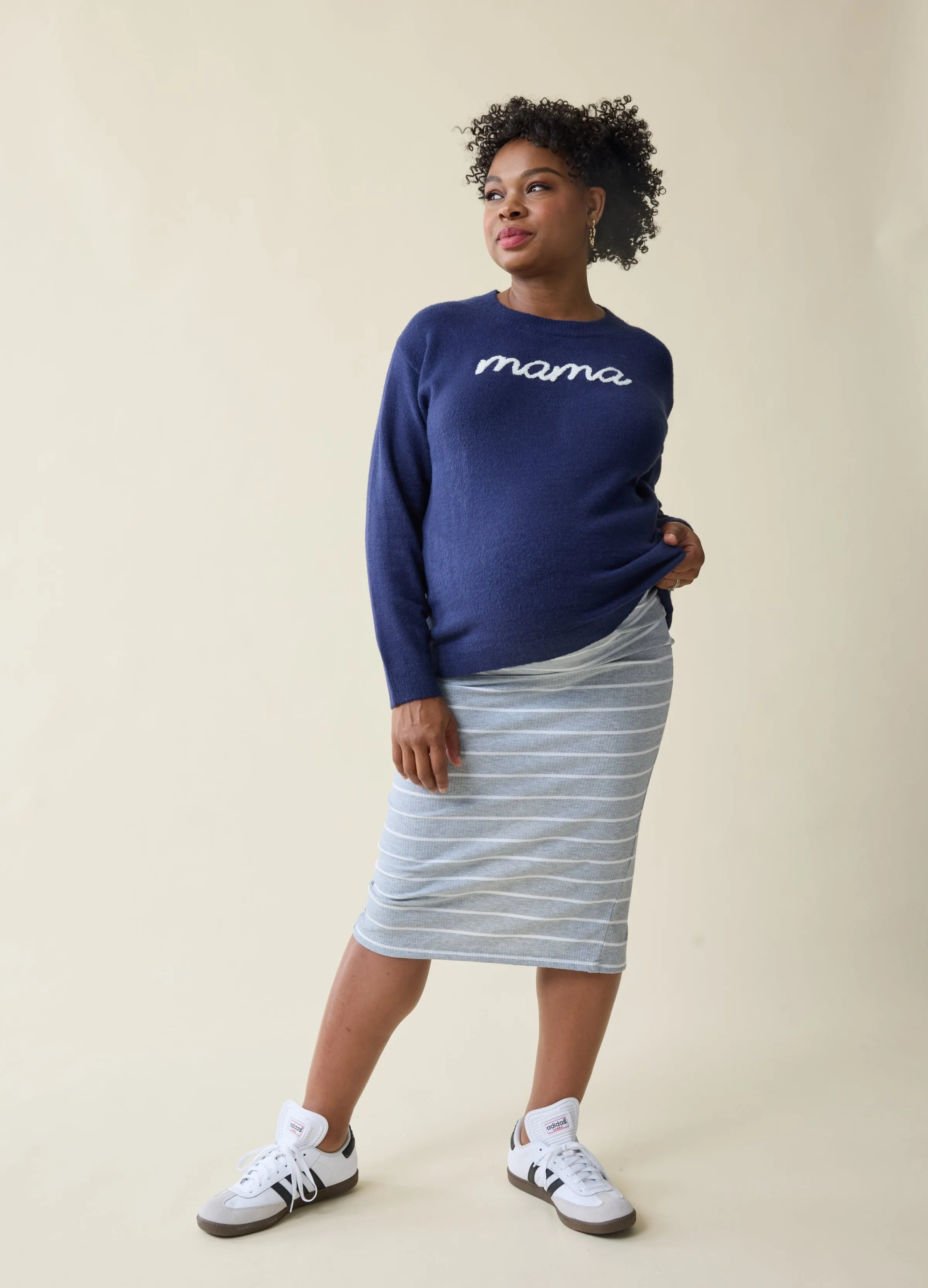 The Mama Maternity   Postpartum Sweater Navy