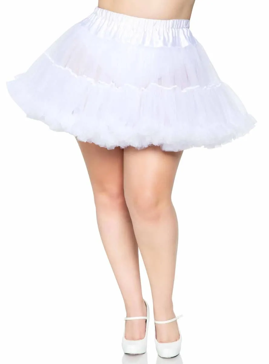 Thigh Length White Plus Size Mesh Petticoat