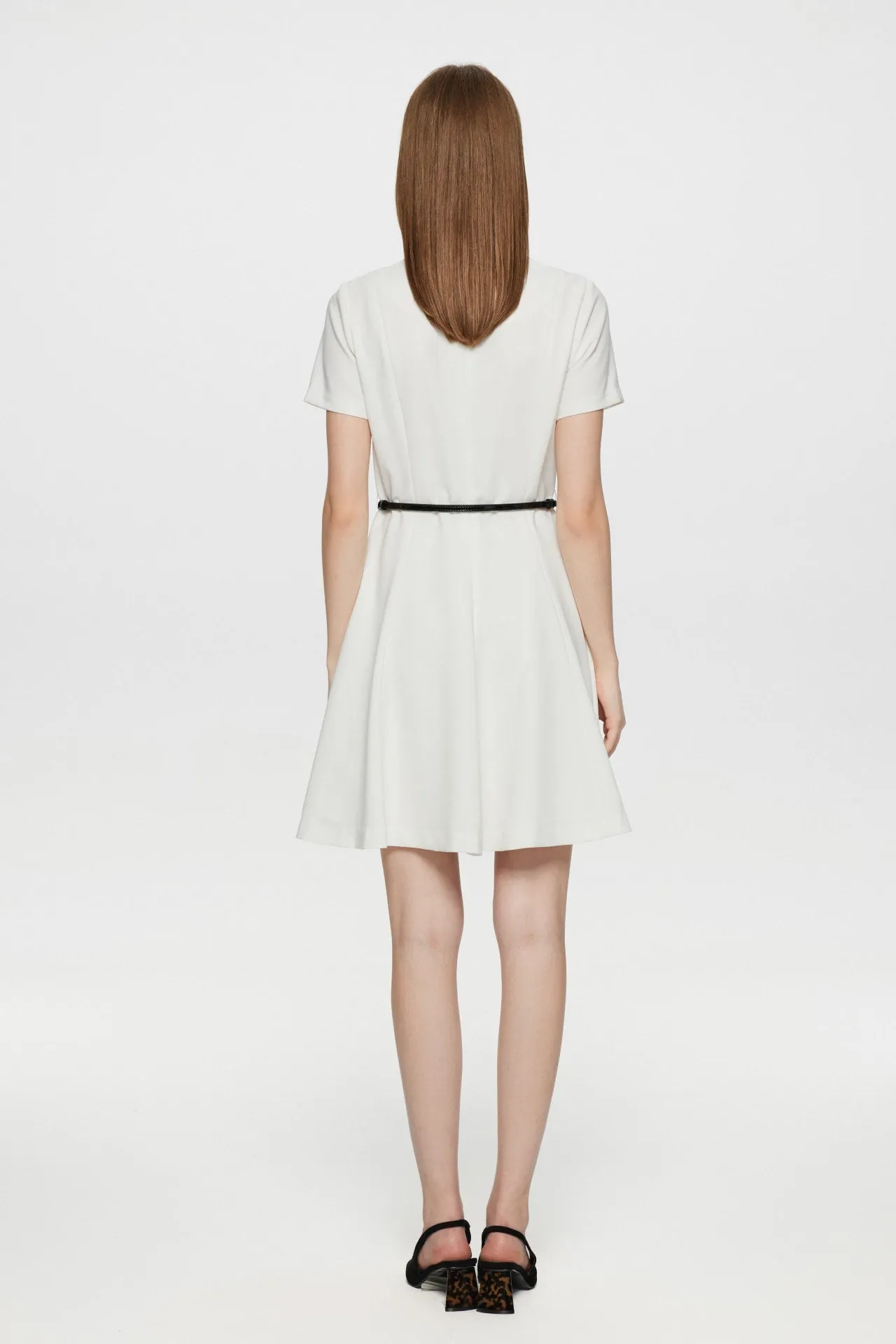 Twiggy Crepe Flare Hem Dress with Belt