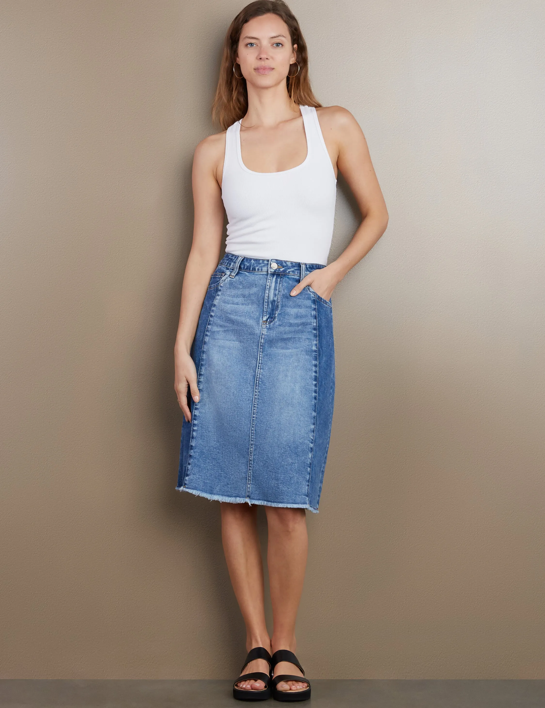 Two Tone Short Jean Skirt