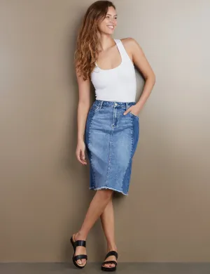 Two Tone Short Jean Skirt