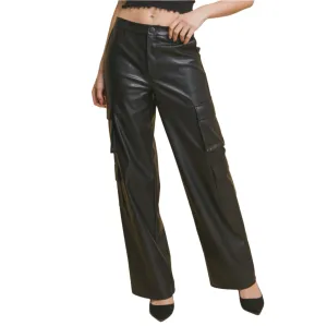 Vegan Leather Relaxed Cargo Pants