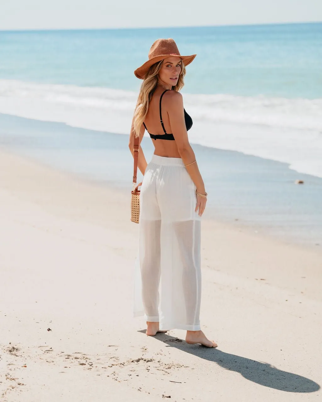 White High Waisted Cropped Wide Leg Pants - FINAL SALE