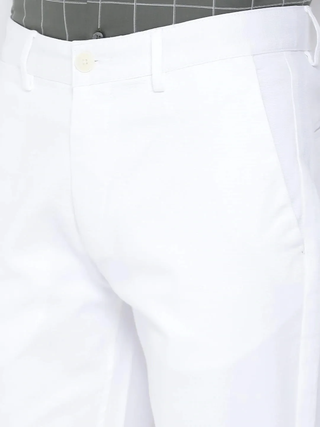 White Solid Ultra Slim Fit Trouser