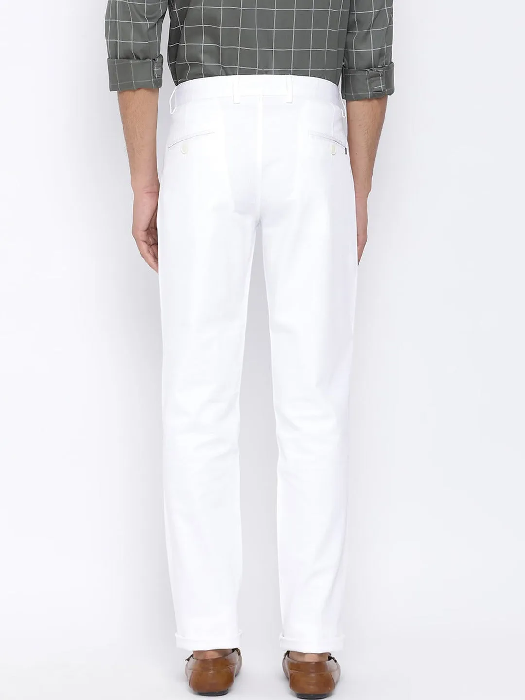 White Solid Ultra Slim Fit Trouser