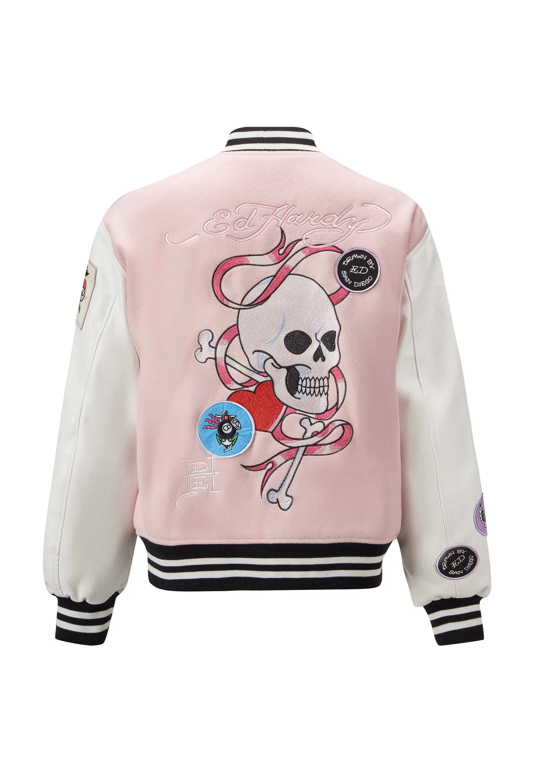 Womens Love Wrapped Varsity Bomber Jacket - Pink