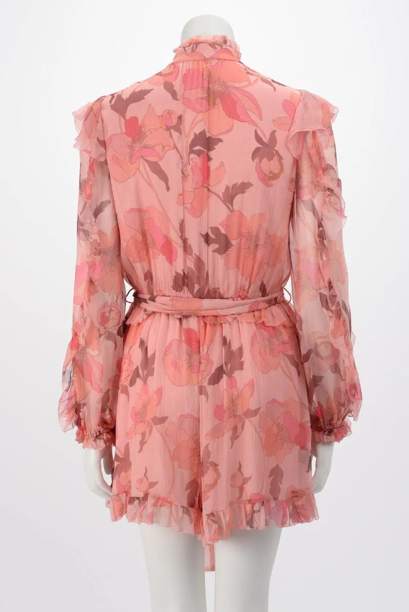 Zimmermann Pink Silk Concert Ruffle Jumpsuit 1